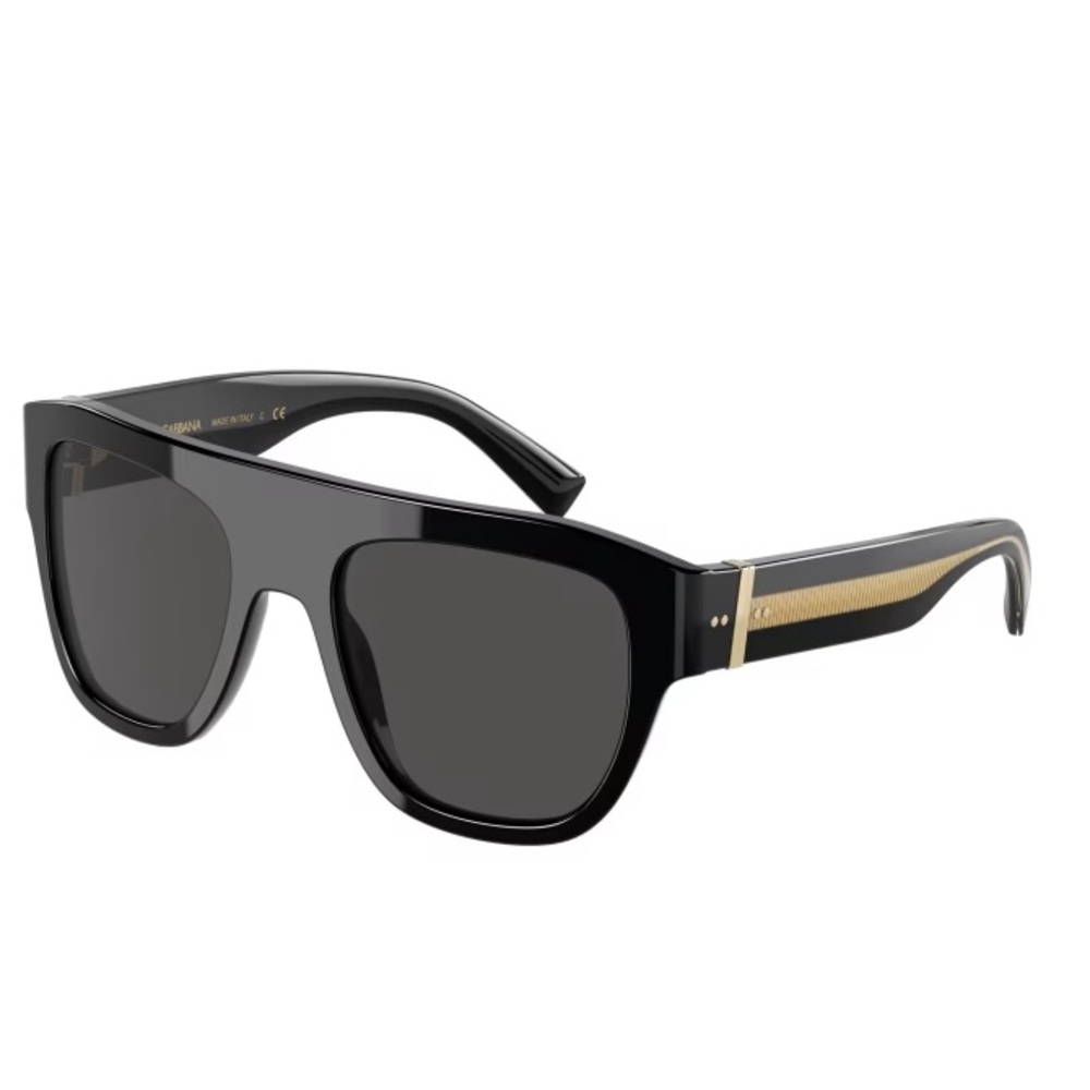 DOLCE AND GABBANA DG4398 BLACK SUNGLASSES WITH GOLD DETAIL NWOT
